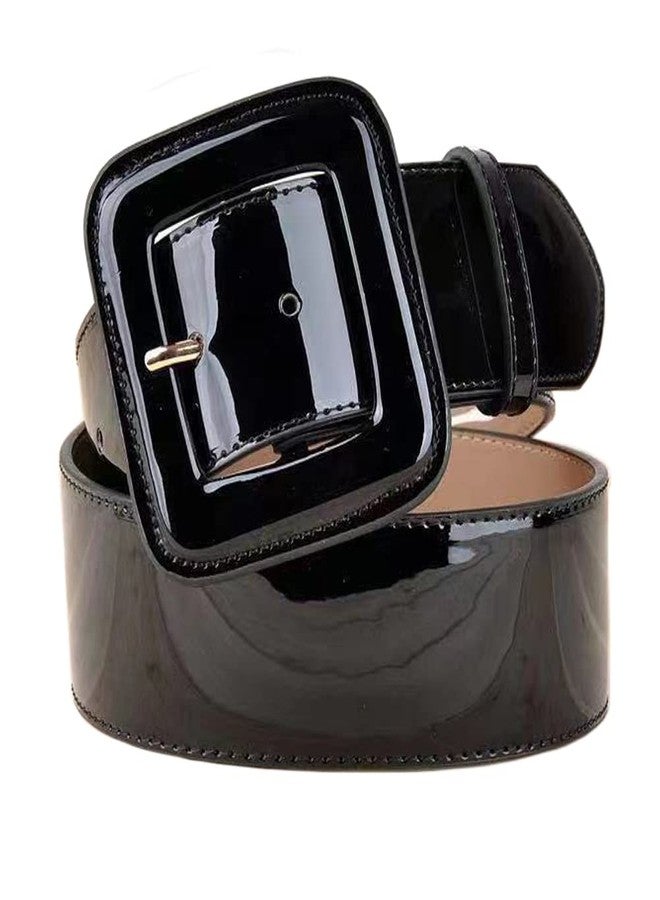 ANNULOYA Lady's Patent Leather Belt Fashion Cinch Women Wide Waist Belts for Dresses with Square Buckle - Image 1